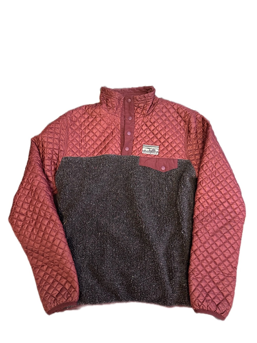 Patagonia Quilted Pullover Jacket Burgundy & Black